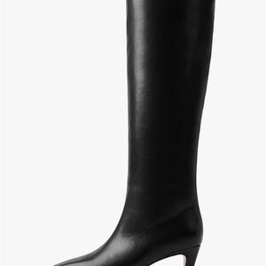 Sleek Black Leather Heeled Boots